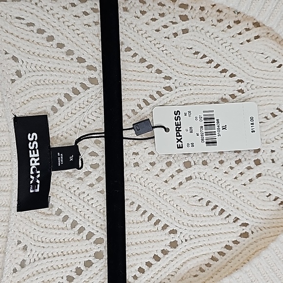 Express Loose Knit Crystal & Pearl Buttoned Cardigan - Picture 7 of 17